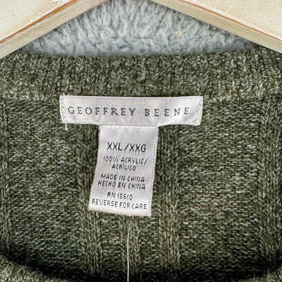 Geoffrey Beene Sweater Mens 2XL NEW Green Super Soft Casual‎ Golf Office NWT $65 - Picture 3 of 13